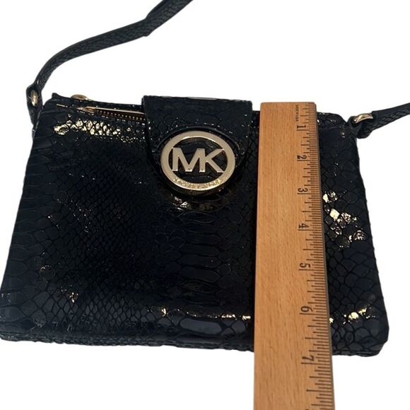 Michael Kors Fulton Black Python Embossed Leather Crossbody - Picture 14 of 16